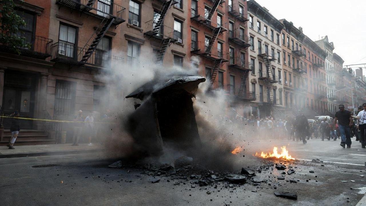 সড়কে ম্যানহোল বিস্ফোরণের এআই নির্মিত চিত্র। ছবি: গ্রোক